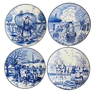 Royal Delft Vintage 1950's 4 Seasons Hanging Wall Plate​​​​​​​​​​​​​​​​
